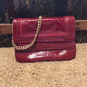 Red with gold chain small purse